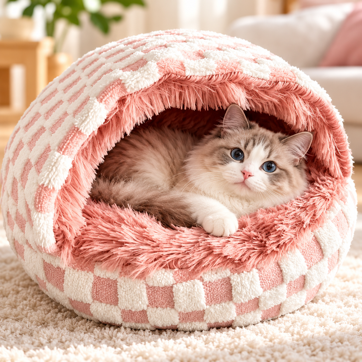 ShellNest β Hooded Plush Cat Cave π±βοΈ