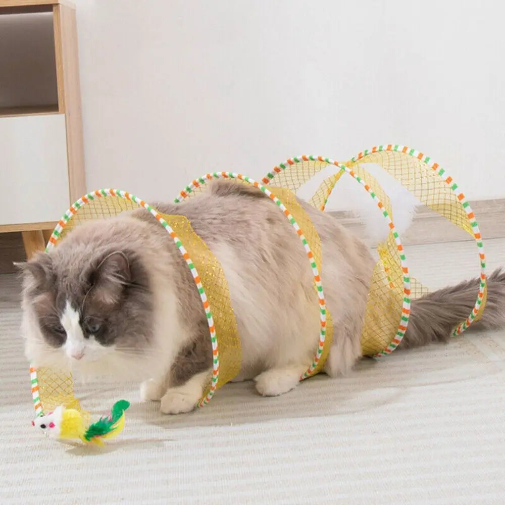 PounceCoil - Foldable S-Shape Interactive Cat Tunnel