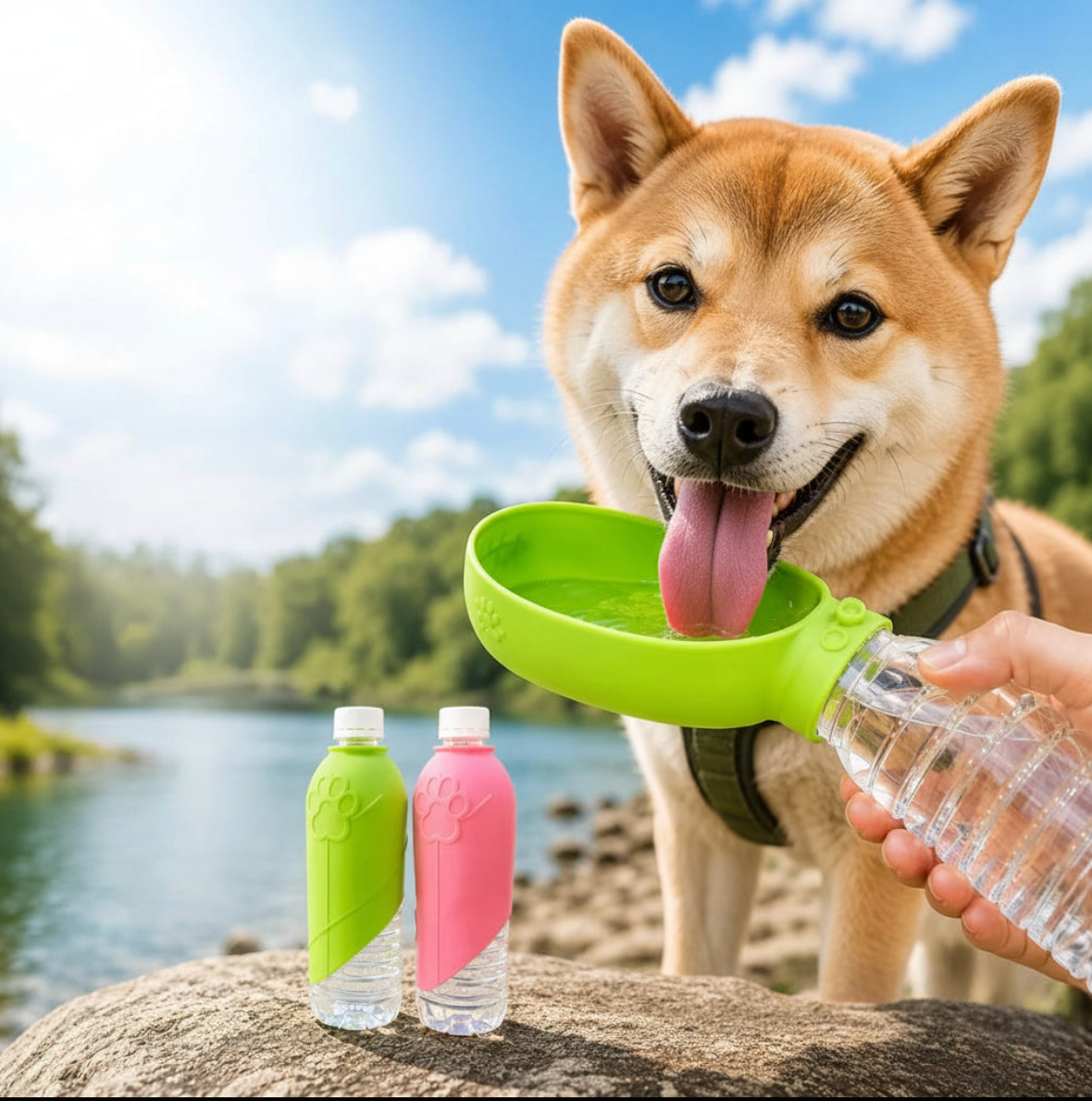 PawSip Portable Pet Water Bottle & Foldable Drinking Bowl