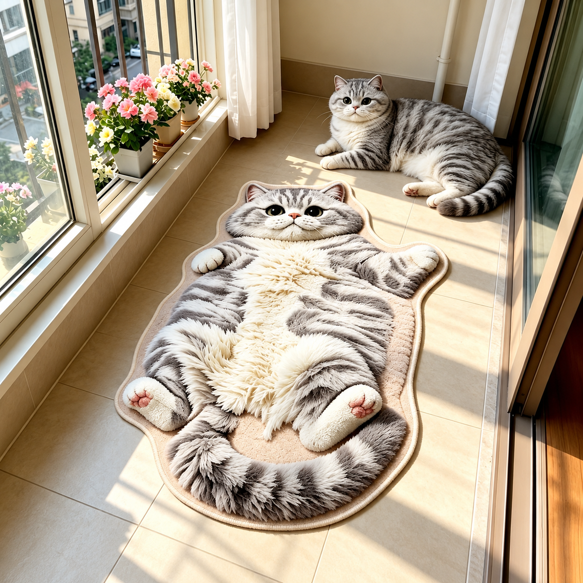 Chubby Tabby Cat Shaped Rug 🐱🤎