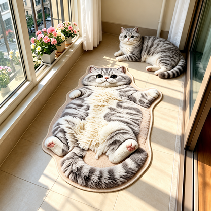 Chubby Tabby Cat Shaped Rug 🐱🤎