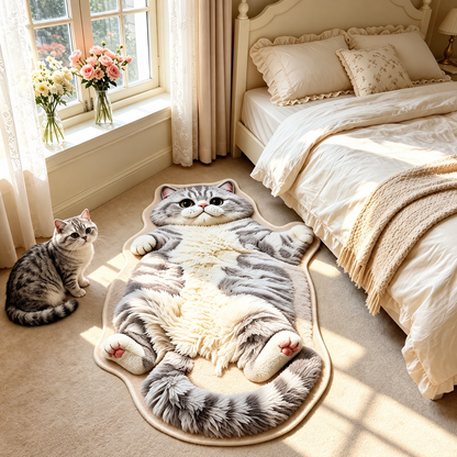 Chubby Tabby Cat Shaped Rug 🐱🤎