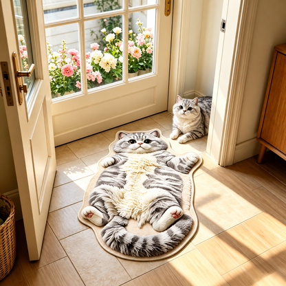 Chubby Tabby Cat Shaped Rug 🐱🤎