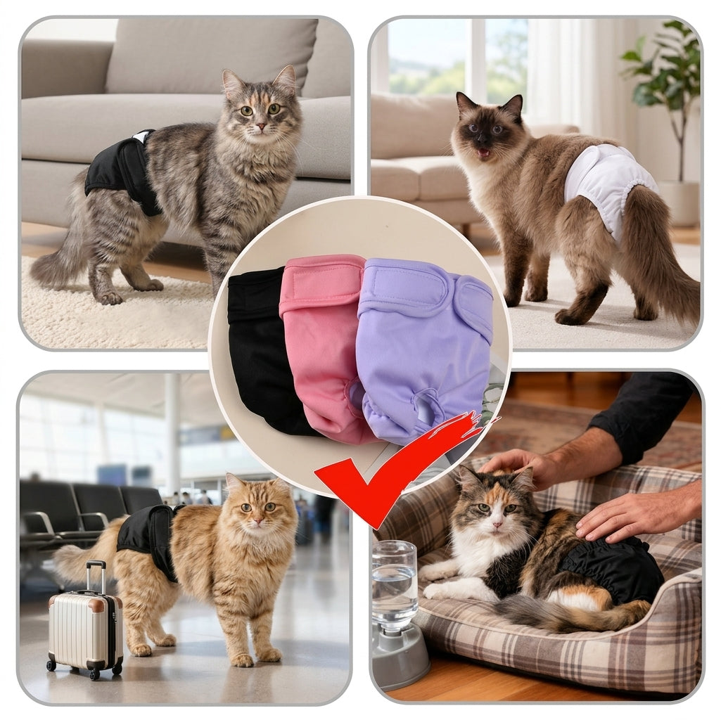 SnugFit Washable Cat Nappies - 3 Pack