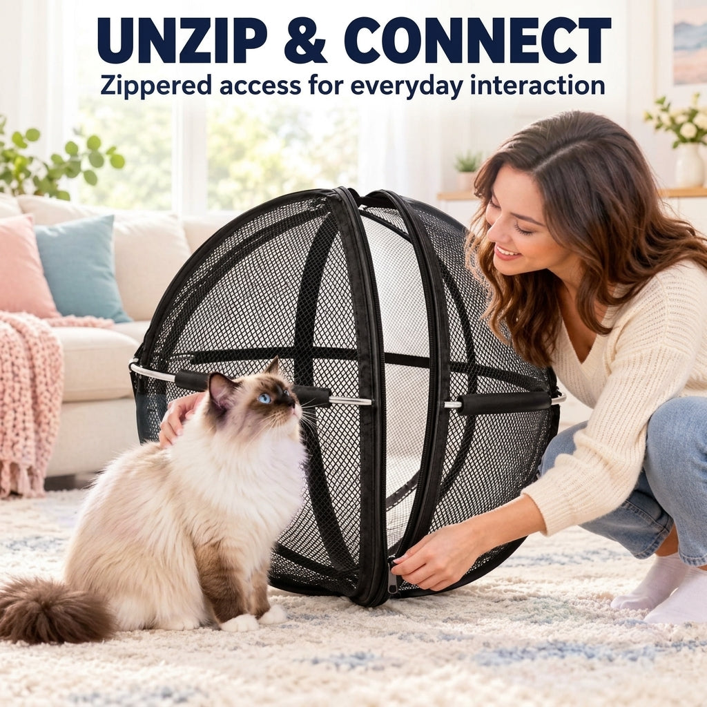 RollyBall – Pop-Up Rolling Cat Playpen 🐱🌐