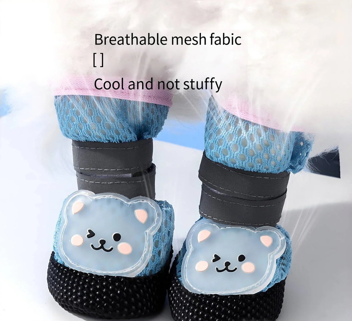 4-Piece Breathable Mesh Dog Shoes with Cute Bear Design