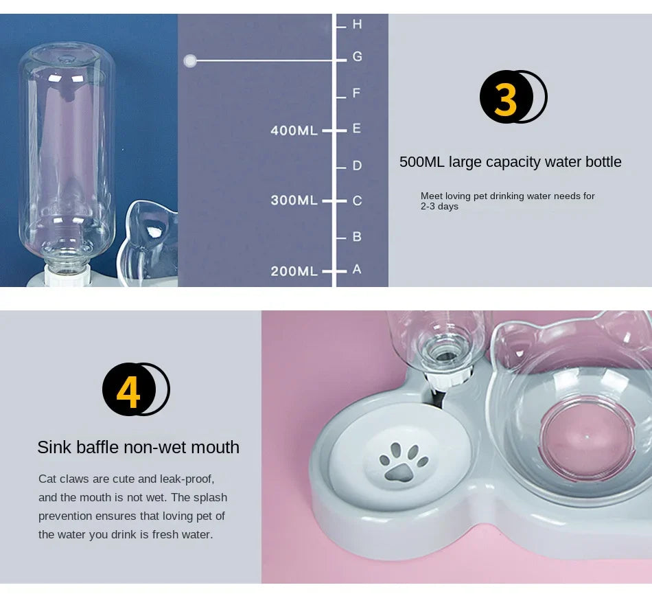 Durable Double Feeder for Food & Water for Cats & Dogs