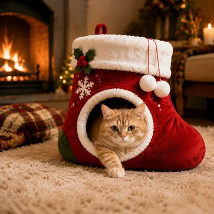 StockingSnooze – Christmas Stocking Cat Bed 🎄🐱