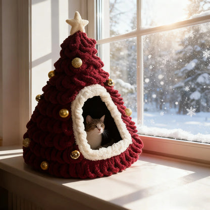 Christmas Tree Cat House & Cosy Bed