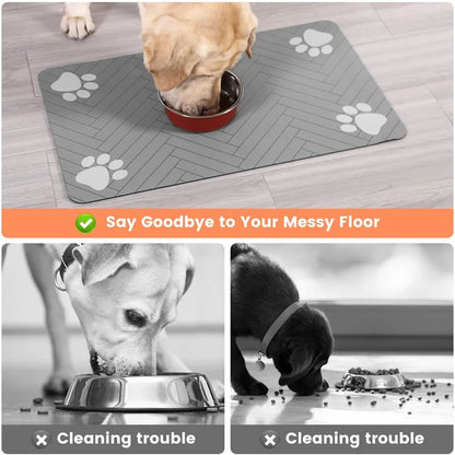 Absorbent Pet Feeding Mat – Quick Dry Dog Food & Water Bowl Mat