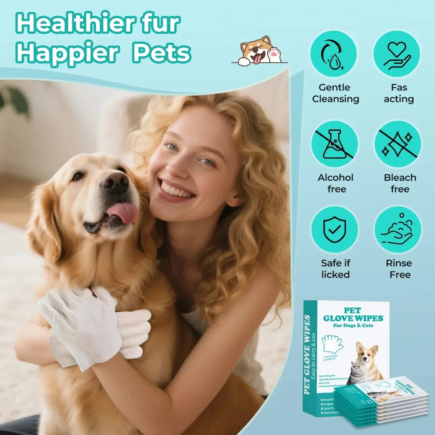 FreshPaws No-Rinse Pet Grooming Gloves
