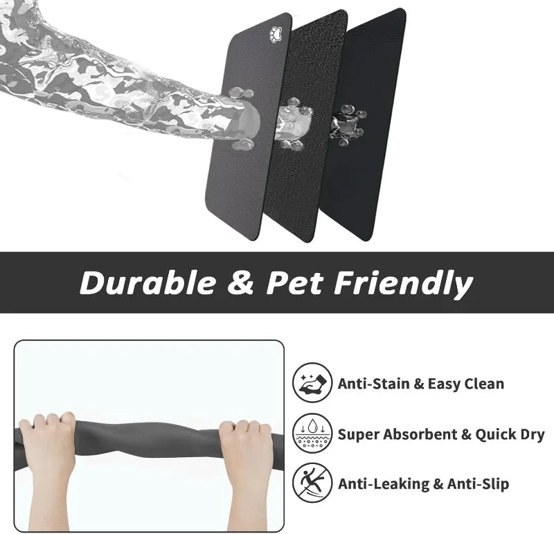 Absorbent Pet Feeding Mat – Quick Dry Dog Food & Water Bowl Mat