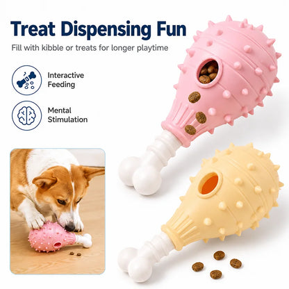 Interactive Dog Treat Dispensing Chew Toy – Chicken Leg