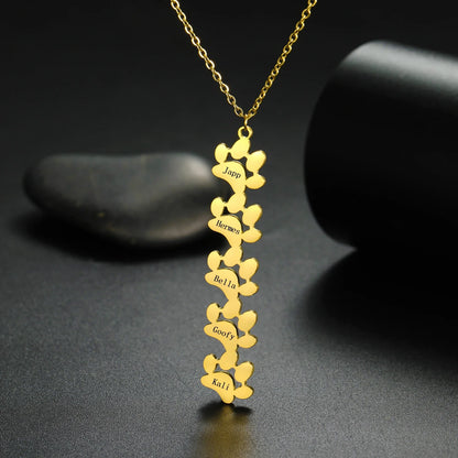Paw Print Engraved Necklace