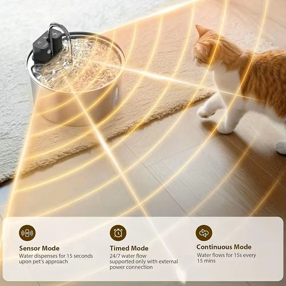 PureFlow Wireless Stainless Steel Pet Water Fountain