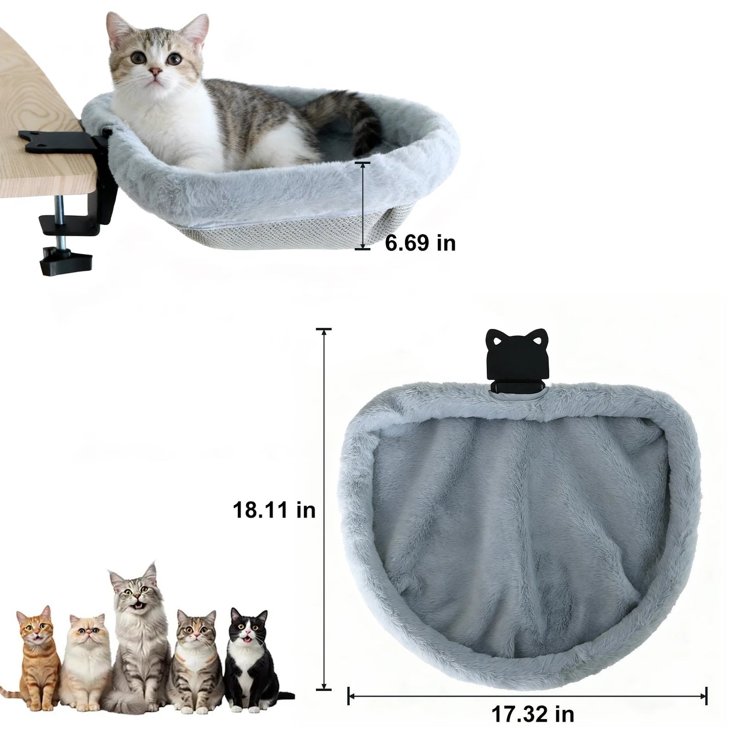 DeskPurr - Foldable Cat Desk Bed & Hammock