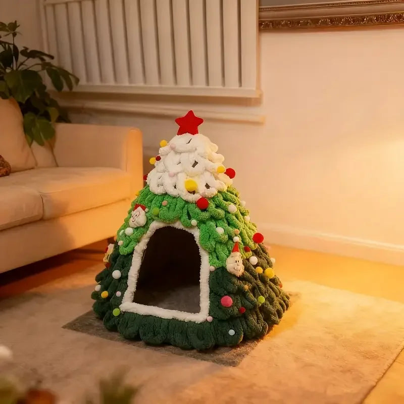 Christmas Tree Cat House & Cosy Bed
