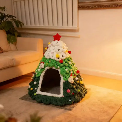 Christmas Tree Cat House & Cosy Bed