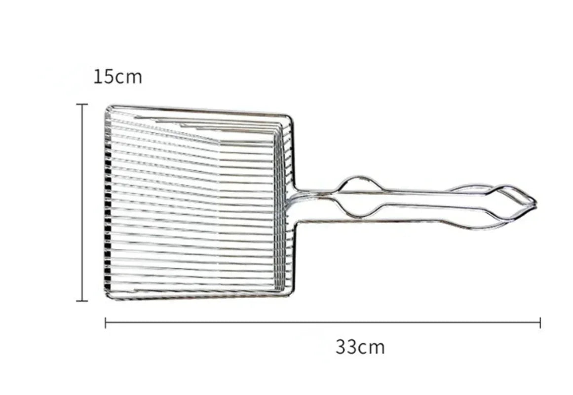 Stainless Steel Cat Litter Scoop with Wooden Handle