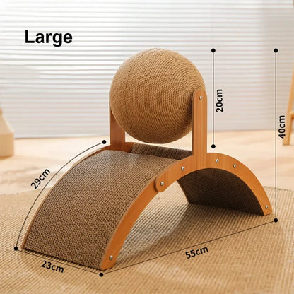 2-in-1 Cat Scratching Ball & Sisal Scratcher - Solid Wood Paw Grinding Toy for Cats