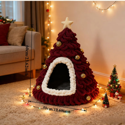 Christmas Tree Cat House & Cosy Bed