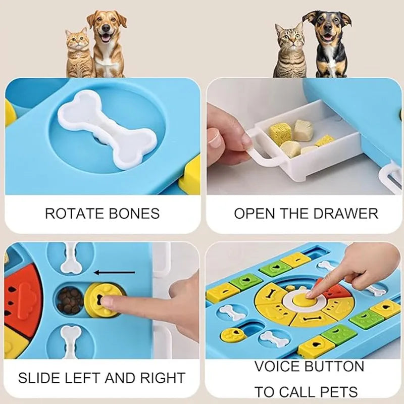 4-in-1 Interactive Dog & Cat Puzzle Toy – Slow Feeder