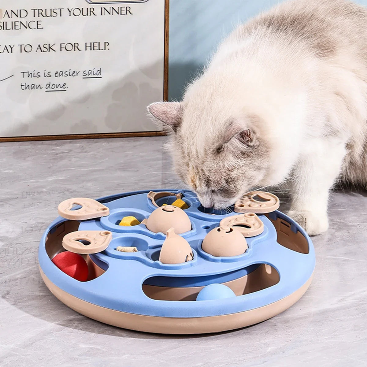 Interactive Cat Puzzle Toy – Rotating Treat Dispenser