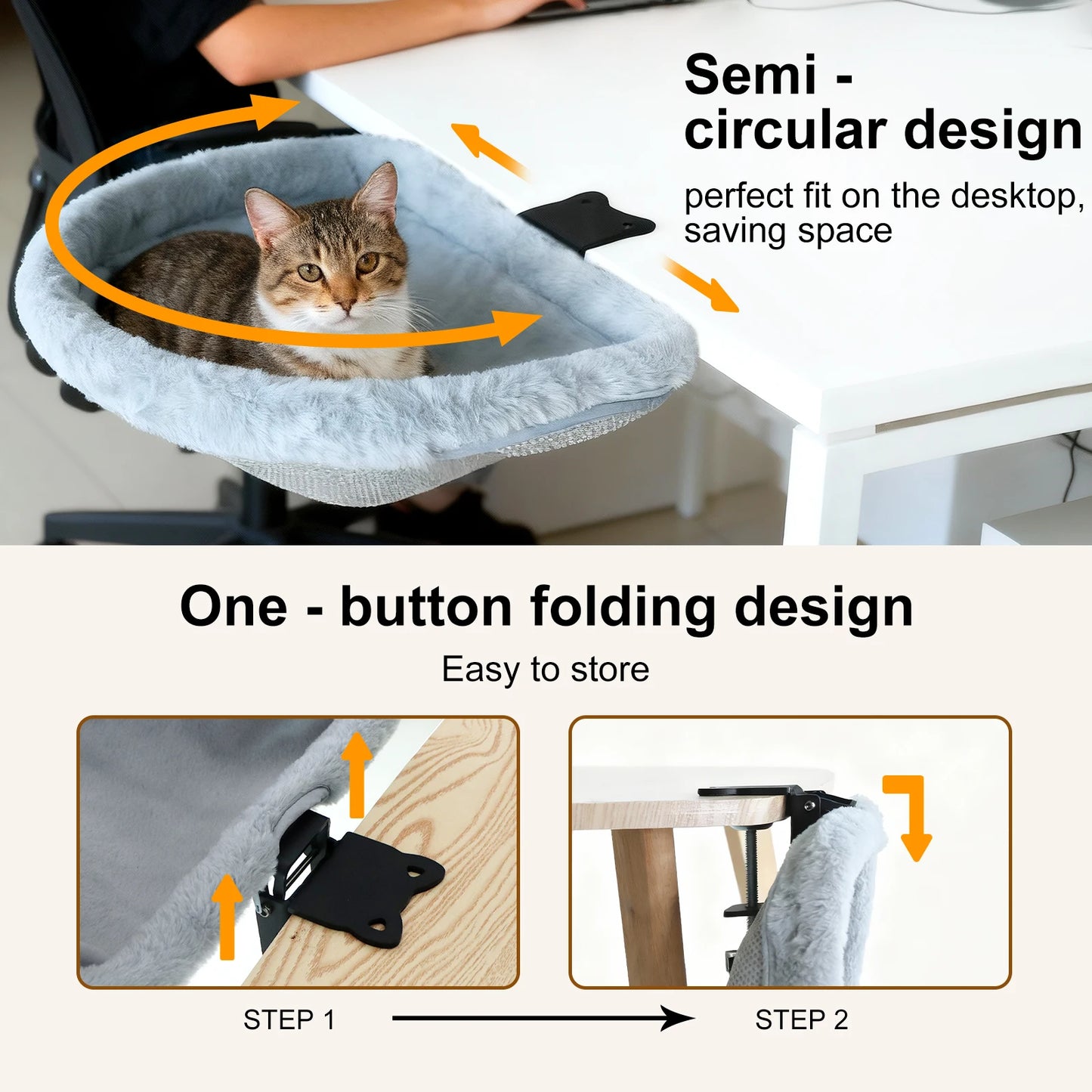 DeskPurr - Foldable Cat Desk Bed & Hammock