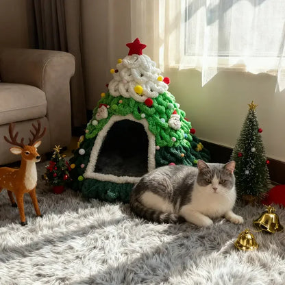 Christmas Tree Cat House & Cosy Bed