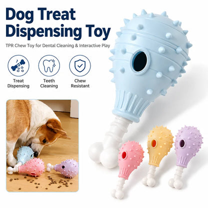 Interactive Dog Treat Dispensing Chew Toy – Chicken Leg