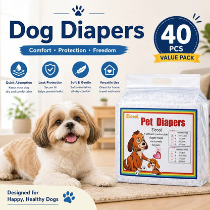 Disposable Dog Diapers – 40 Pack 🐶💧