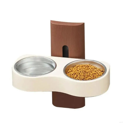 Wall-Mounted Double Pet Feeding Bowl for Cats & Dogs