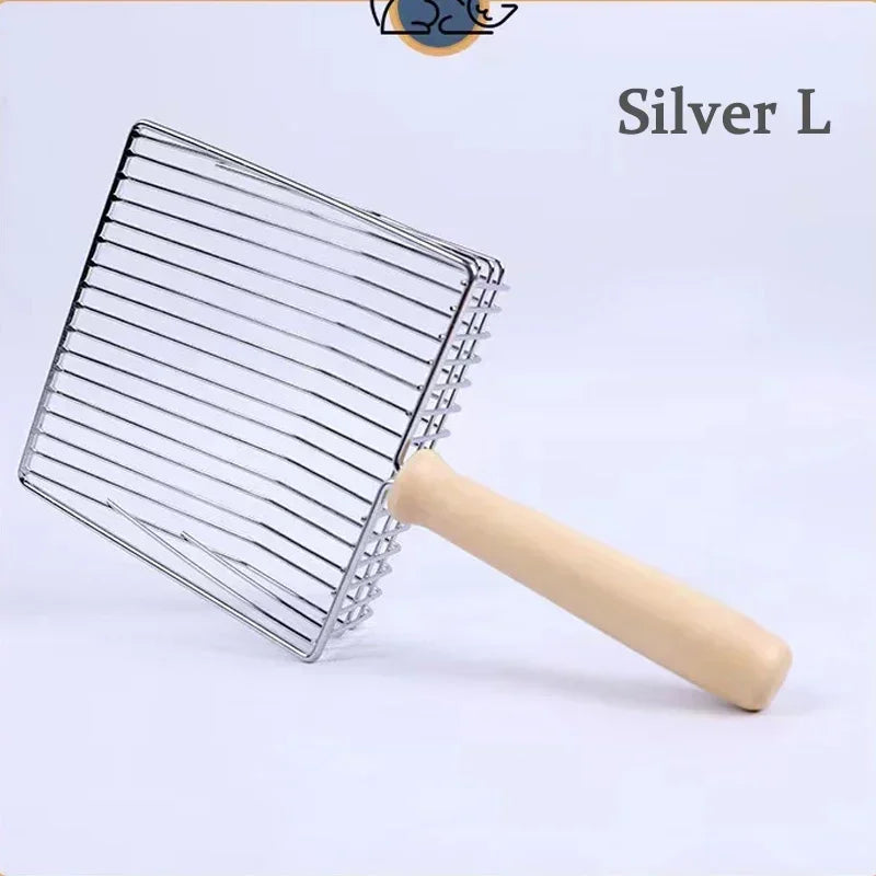 Stainless Steel Cat Litter Scoop with Wooden Handle