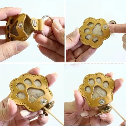 Cat Memorial Leather Hair Storage Keychain