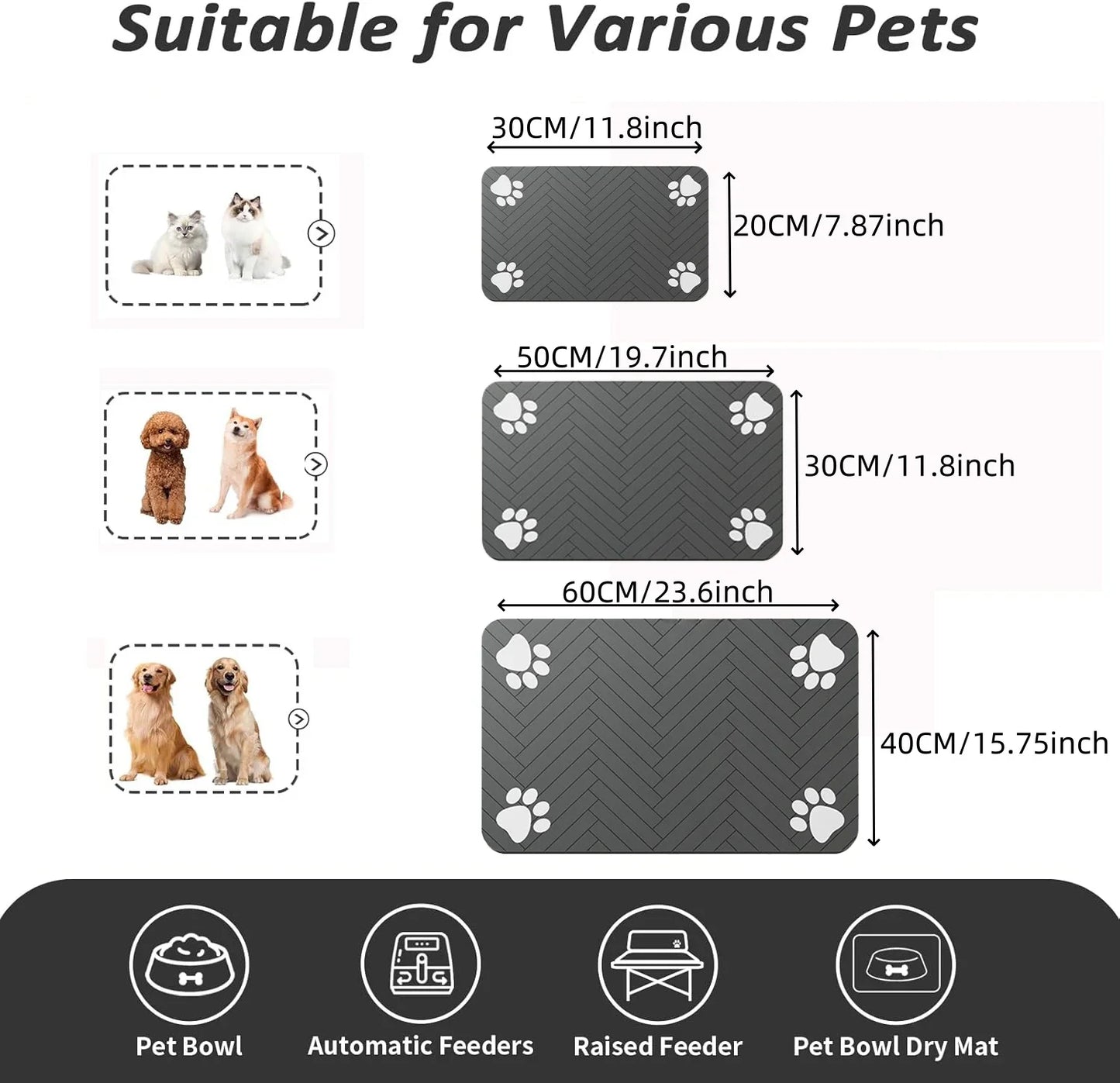 Absorbent Pet Feeding Mat – Quick Dry Dog Food & Water Bowl Mat