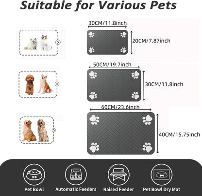 Absorbent Pet Feeding Mat – Quick Dry Dog Food & Water Bowl Mat