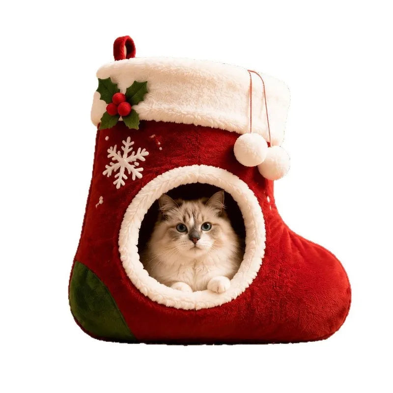 StockingSnooze – Christmas Stocking Cat Bed 🎄🐱