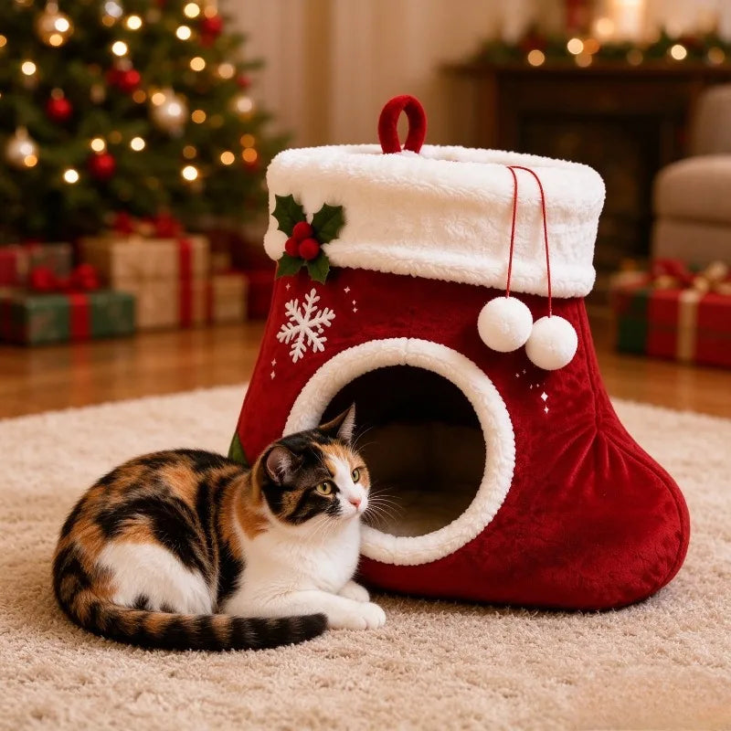 StockingSnooze – Christmas Stocking Cat Bed 🎄🐱
