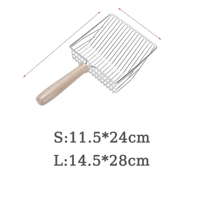 Stainless Steel Cat Litter Scoop with Wooden Handle