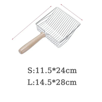 Stainless Steel Cat Litter Scoop with Wooden Handle