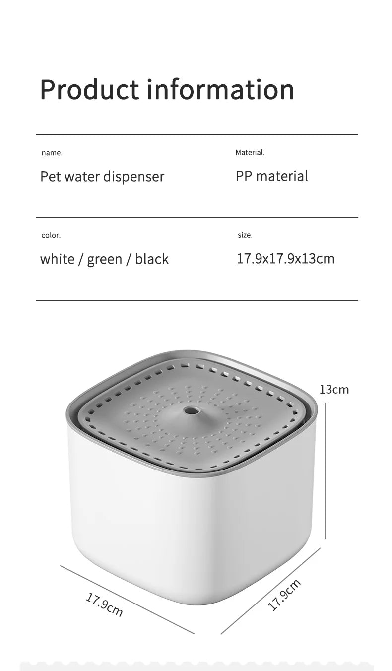 3L Pet Water Fountain - Automatic Circulating & Filtering USB Electric Cat Drinker