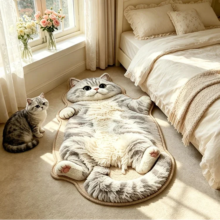 Chubby Tabby Cat Shaped Rug 🐱🤎