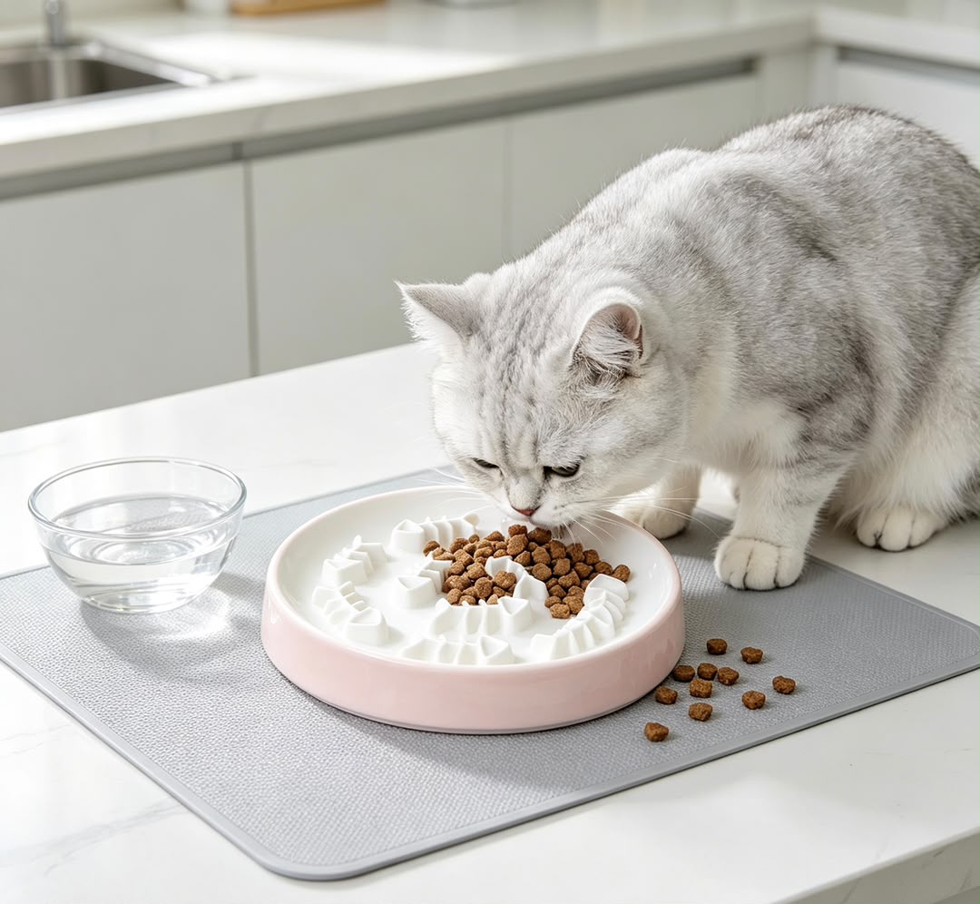 FishBone Slow Feed Pet Bowl